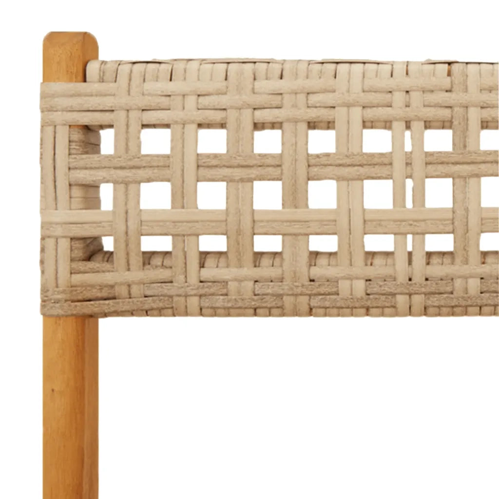Set Pranzo da Giardino 5 pz | Set Salotto da Giardino Beige Polyrattan e Legno Massello