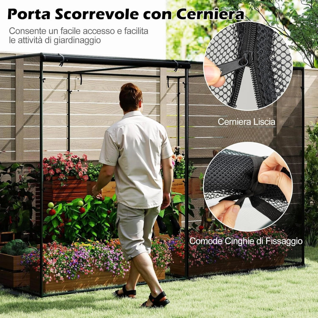 Serra da Giardino, Mini Serra da Balcone per Proteggere Piante e Fiori con Rete Traspirante ad Alta Densità, Robusti Tubi Metallici, Connettori Rinforzati e Borsa