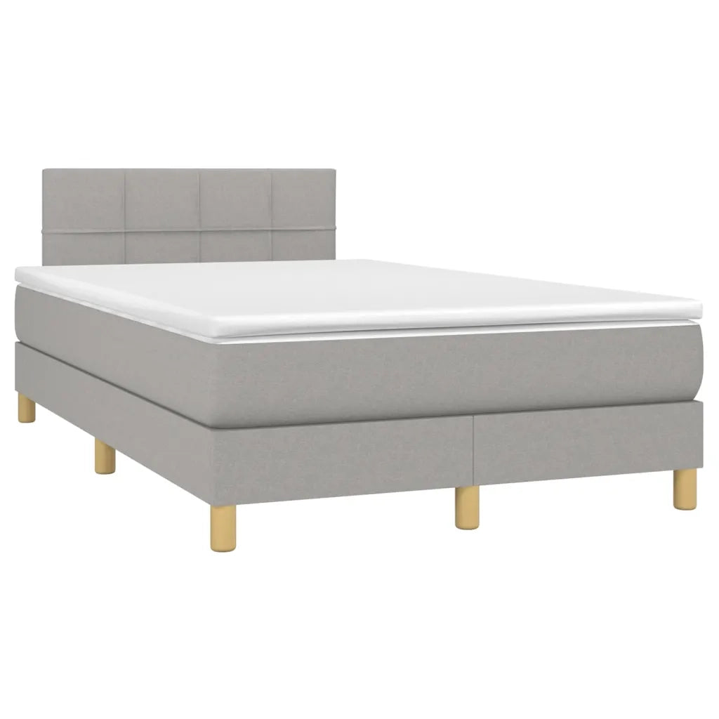 Giroletto a Molle con Materasso Grigio Chiaro 120x190cm Tessuto