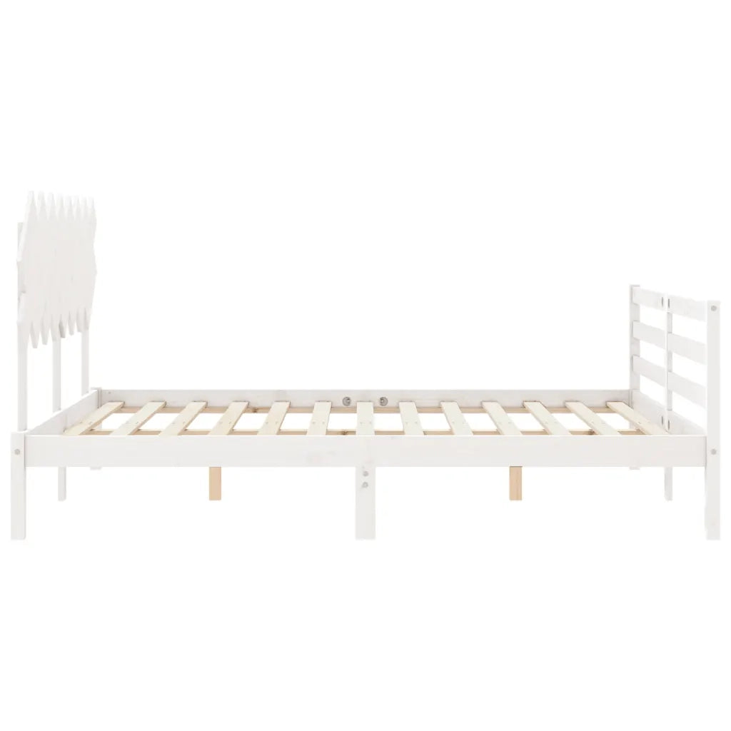 Giroletto con Testiera-Struttura Letto con testiera Bianco 160x200 cm Legno Massello 495783