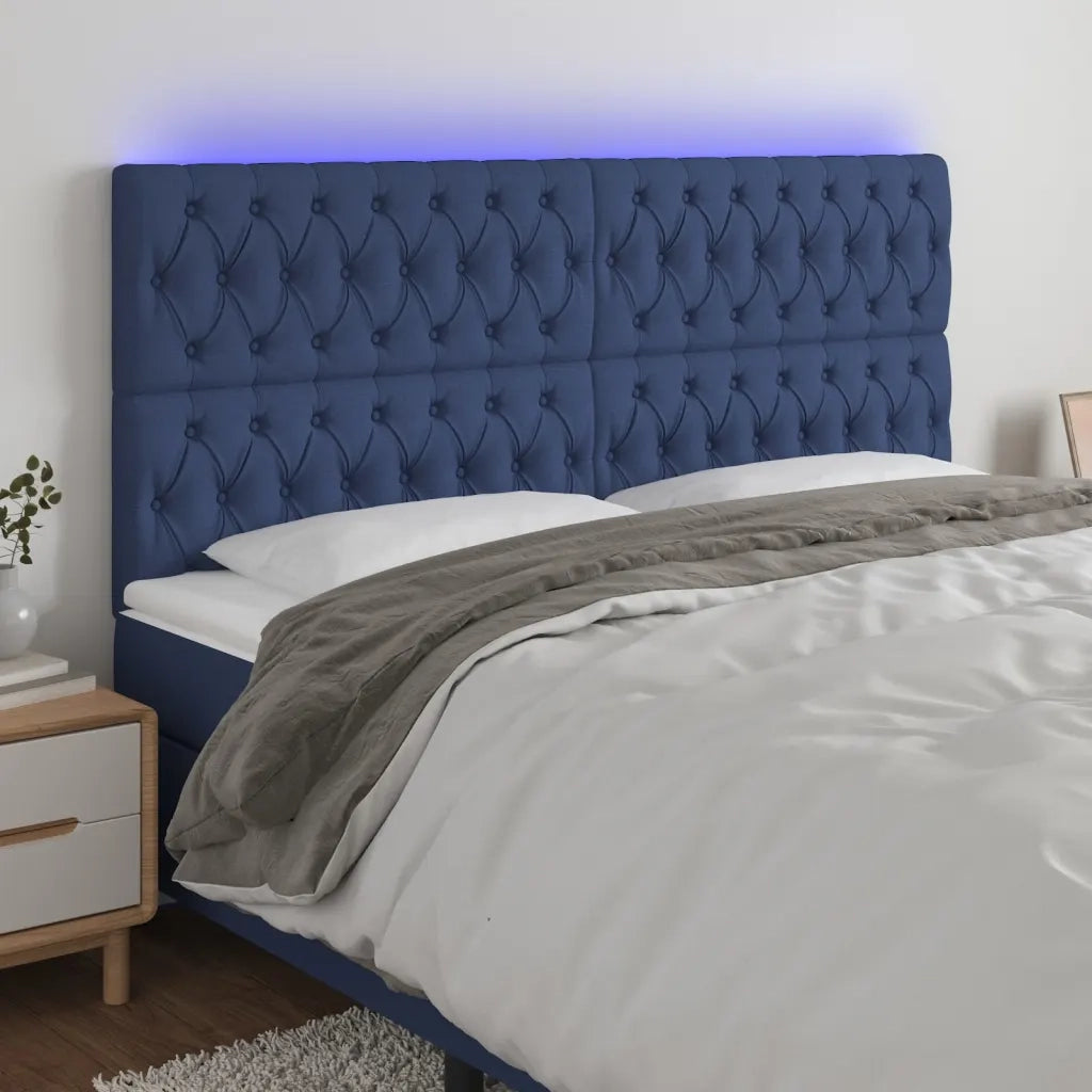 Testiera | Testata a LED Blu 180x7x118/128 cm in Tessuto