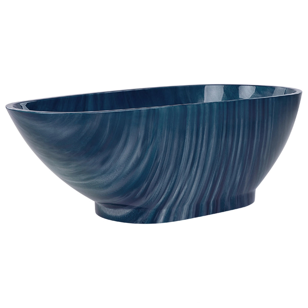 Vasca da bagno freestanding blu navy effetto marmo sanitario acrilico singolo 170 x 80 cm ovale design moderno