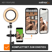 Walimex Set green screen per studio fotografico, sfondo verde, treppiedi, ring light, microfono per foto e video, incl accessori