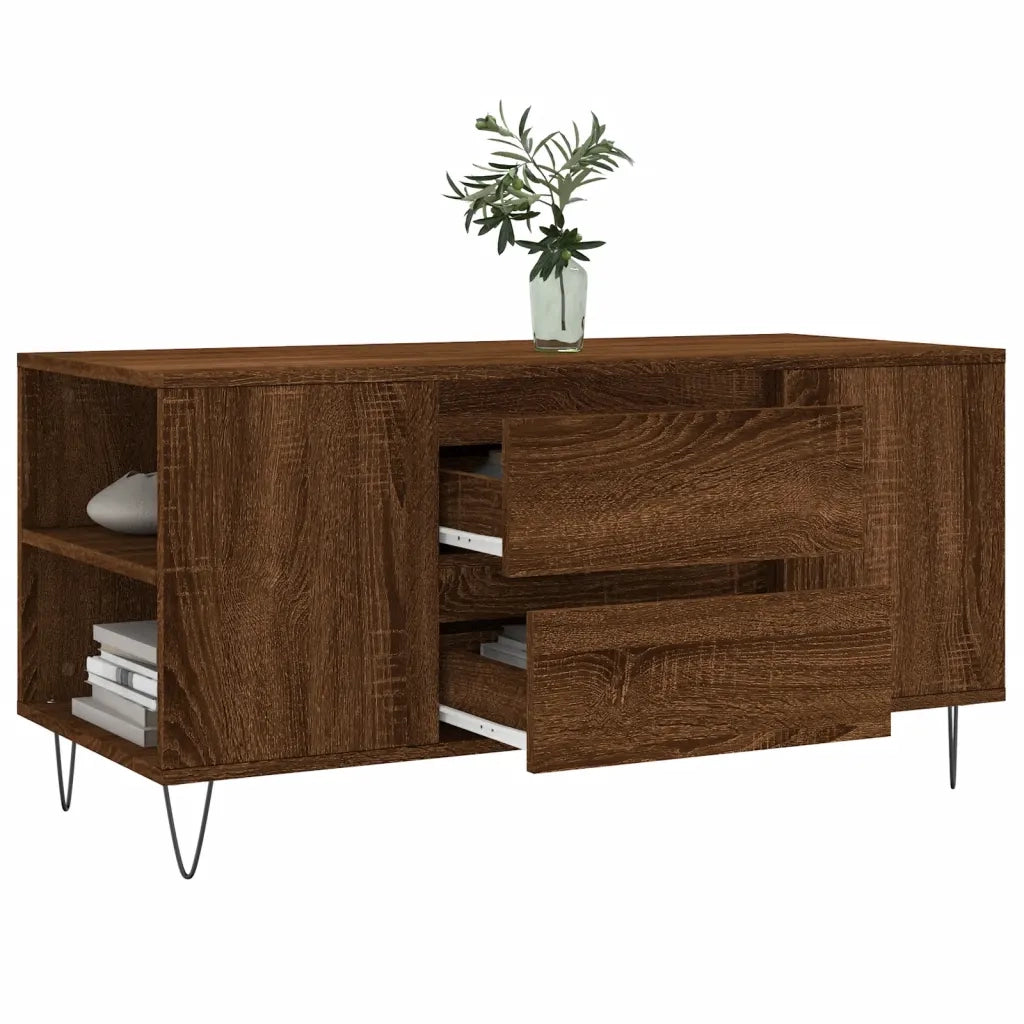Tavolino Salotto Rovere Marrone 102x44,5x50cm Legno Multistrato 831003
