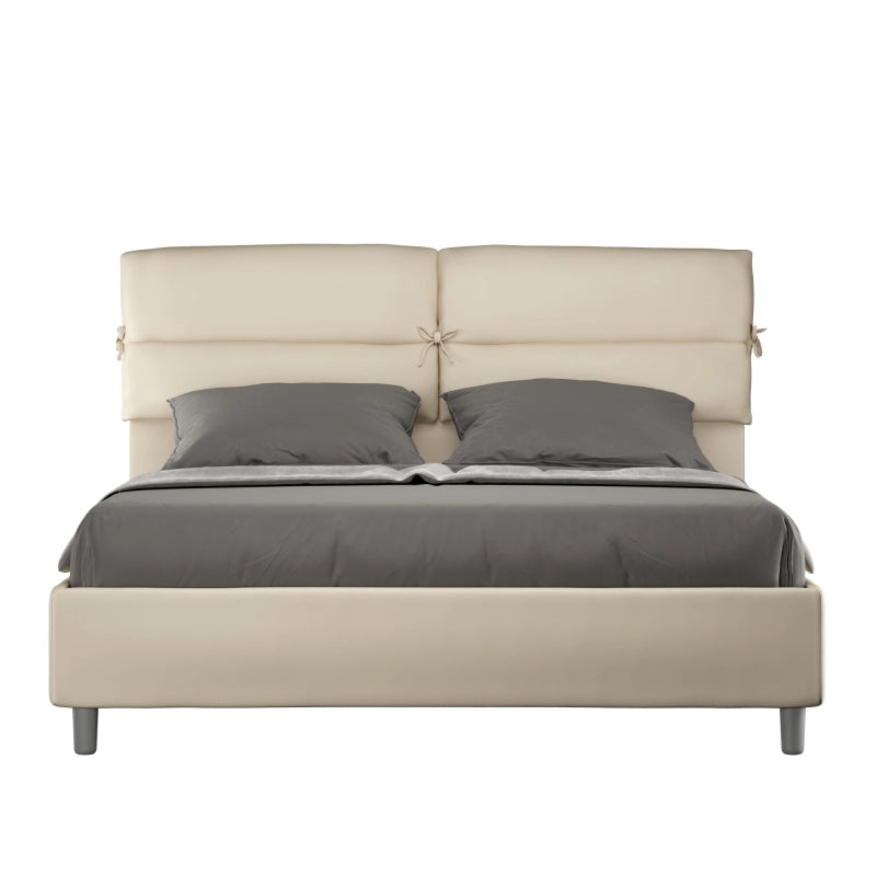 Letto imbottito Matrimoniale 160x200 cm Nandy - Similpelle,Tortora,Con rete