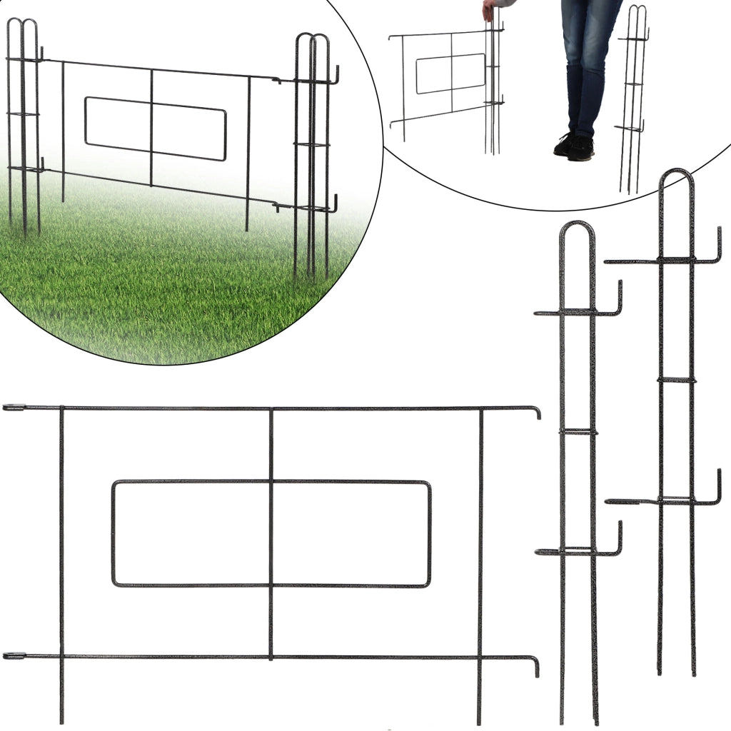 Cancello da giardino KADAX, pannello in metallo per recinzione con pali 93x72cm