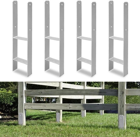 Supporto a H per palo 4X, 101 mm, con ancore, totale lunghezza 600 mm
