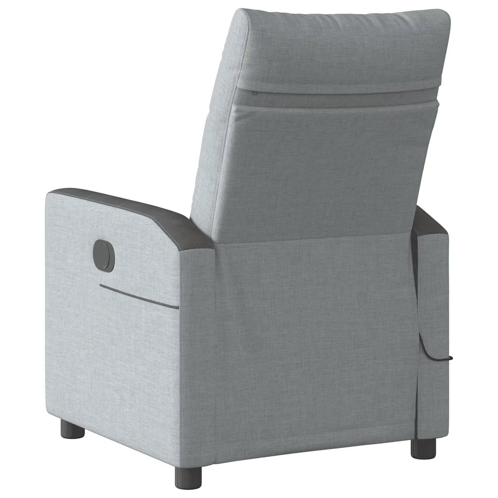 Poltrona | Sedia Relax Reclinabile Massaggio Elettrica Grigio Chiaro Tessuto