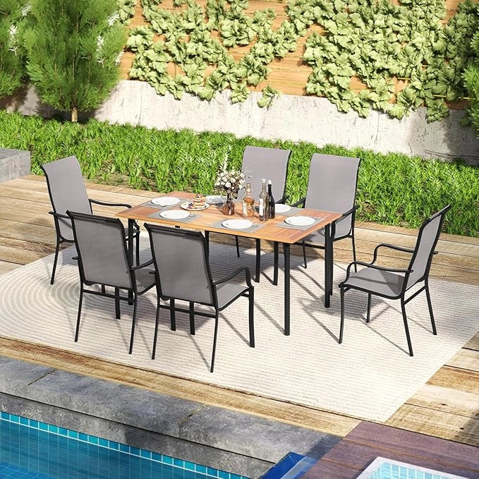 Set di 2/4 Sedie da Pranzo Giardino, Mobile da Pranzo con Schienale Alto, Struttura in Metallo, Poltrona per Esterno Giardio Balcone, Portata 150 kg