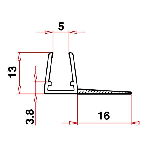 P403/16 - F3 Guarnizione per box doccia - vetro 6/8 baffo 16