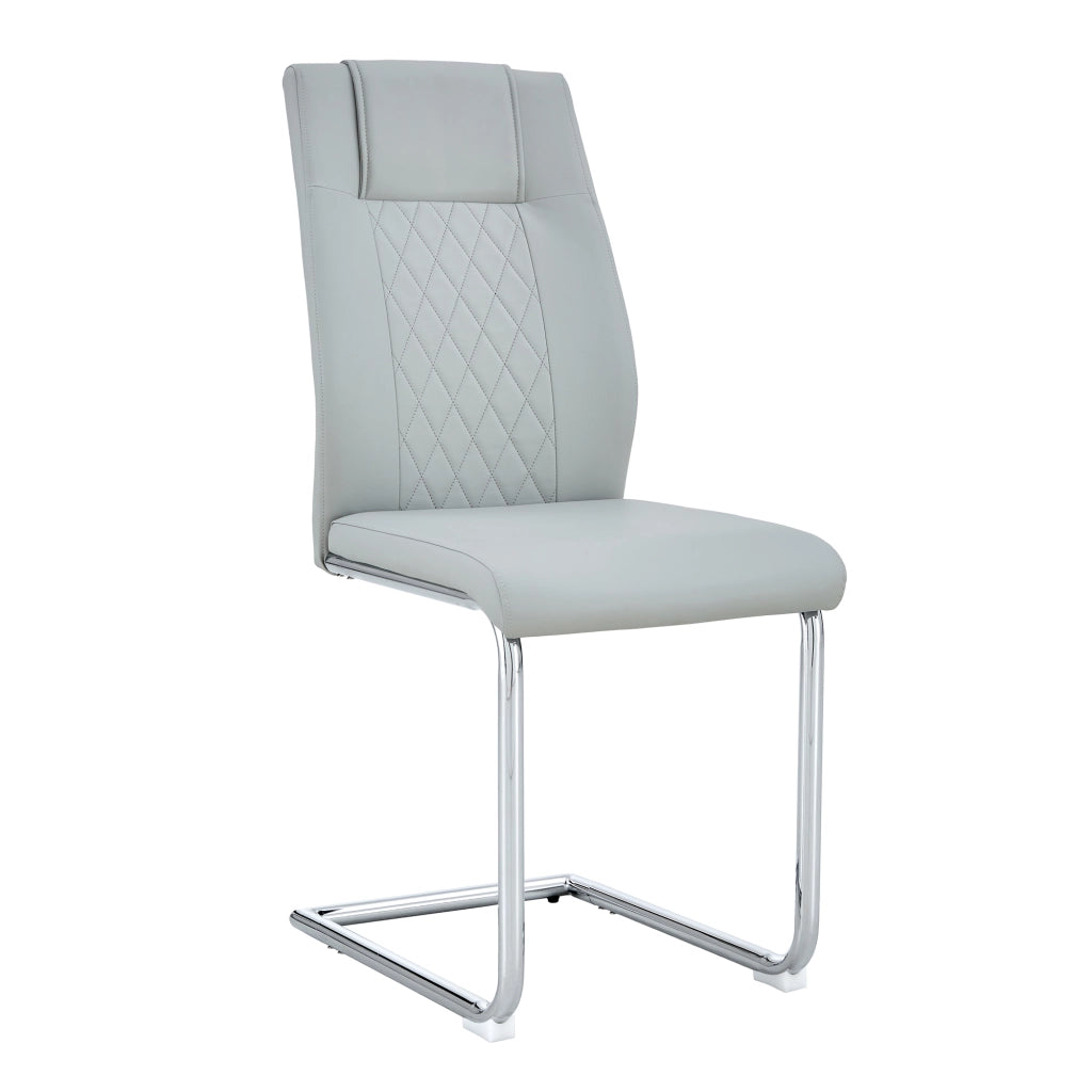 Sedie da Pranzo Scandinave in Similpelle ¨C Xylo ¨C Grigio Chiaro, Gambe in Metallo, Set 4 Pezzi