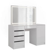 Vicco Tavolo da toeletta Bianco/bianco lucido 128.2 cm con specchio LED