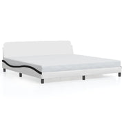Letto matrimoniale | Letto per adulti | Giroletto Dover Bianco e Nero 200x200 cm in Similpelle