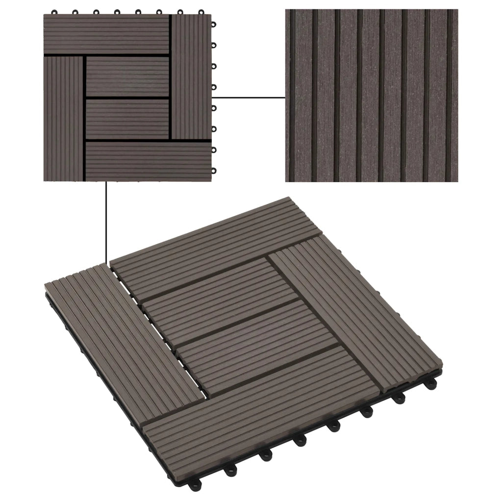 Piastrella per Decking 22 pz Marrone Scuro 30 x 30 cm WPC CFW1192133