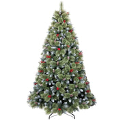Cortina - Albero di Natale Innevato in PVC e PP con Pigne e Bacche Ø99x180H, 858 Punte