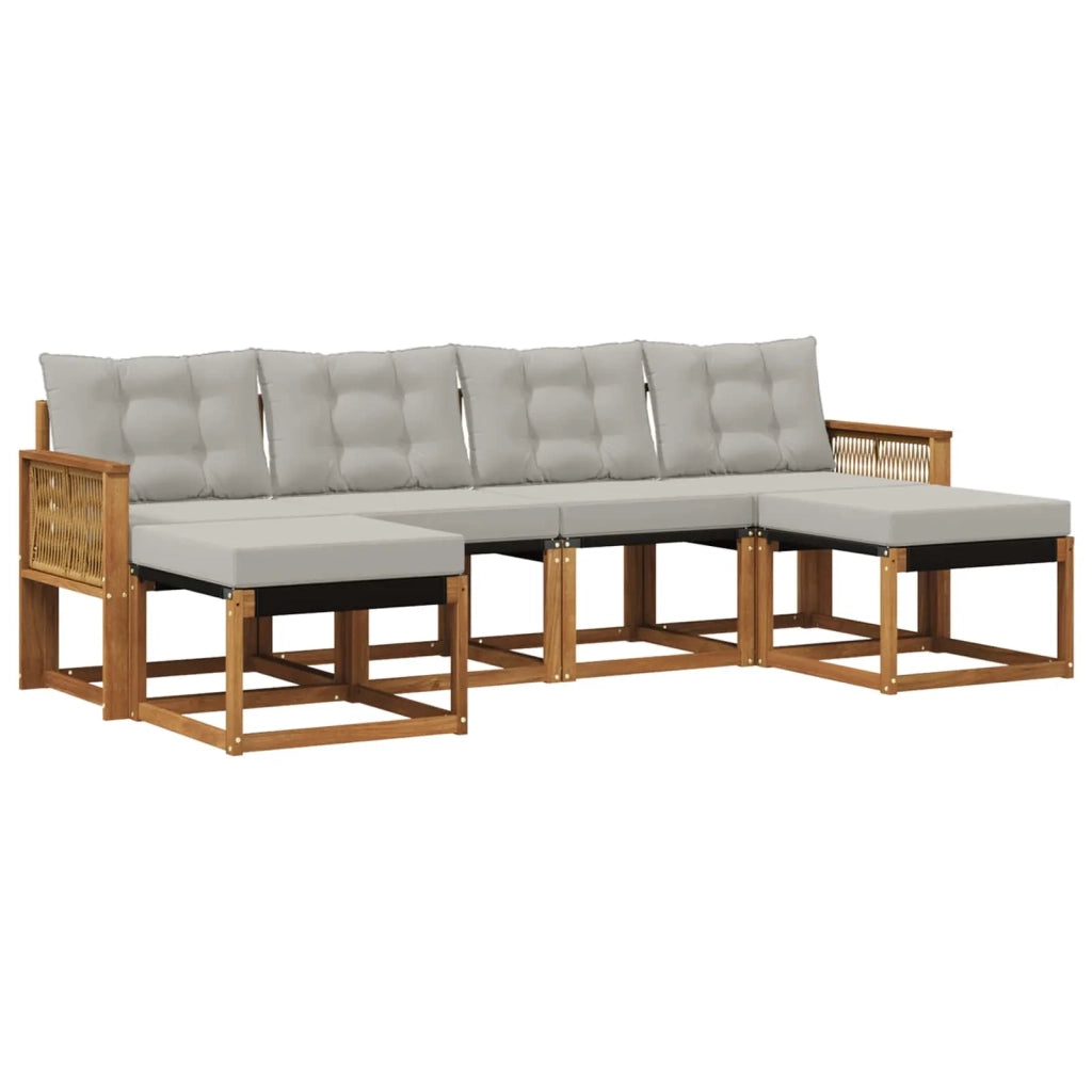 Set di divani da esterno 6 pz Naturale e Grigio Chiaro 3382131