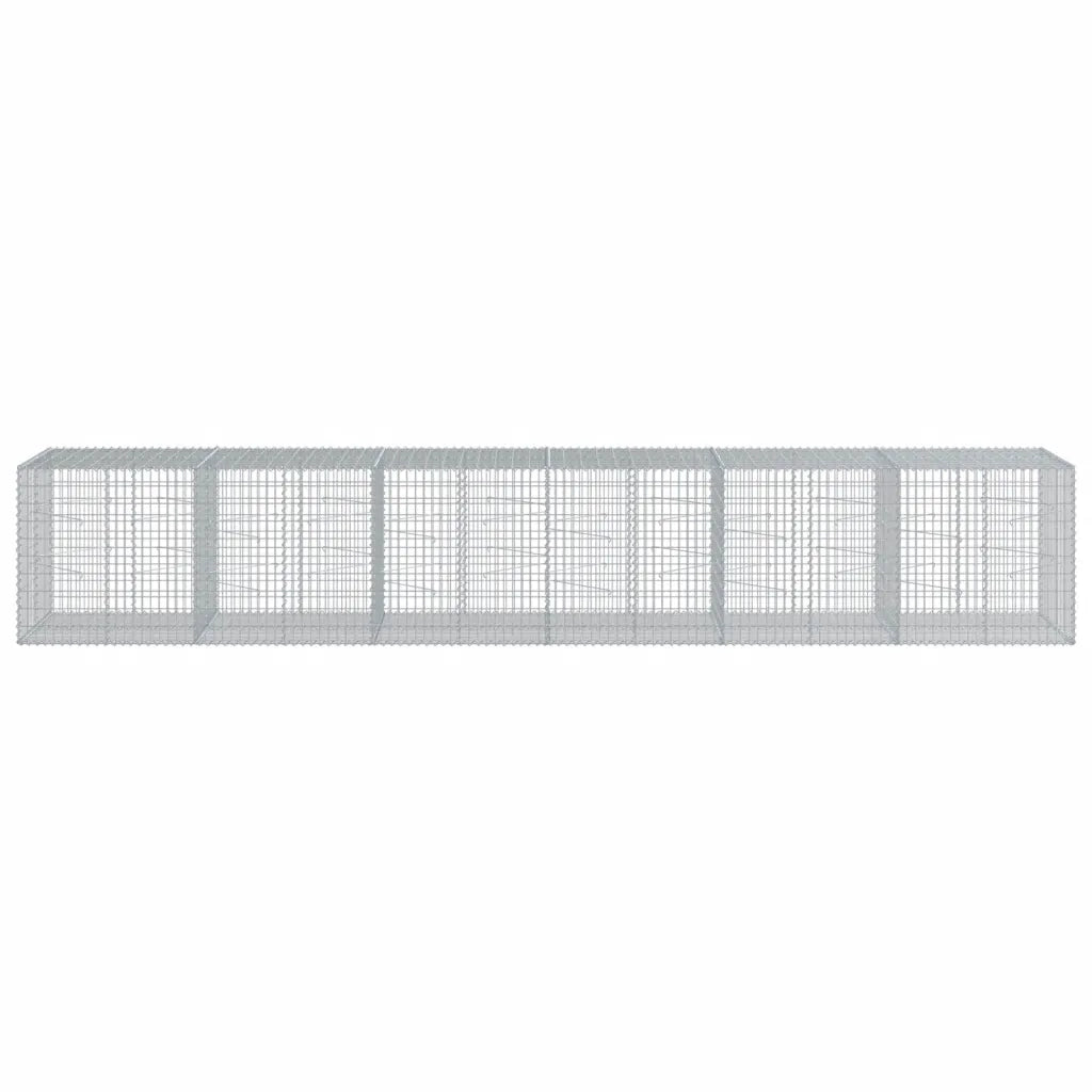 Cesto Gabbione con Copertura 600x100x100 cm in Ferro Zincato 3295200