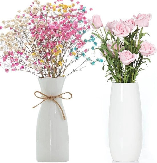 Set di Vasi Fiori - Vasi Ceramici - Bianco 20cm Set di Vasi Tulipani - Per Fiori - Decorazione di Gramigne - Salotto - Aesthetic Decorativo Moderno Bianco Vasi Decorativi - Regalo