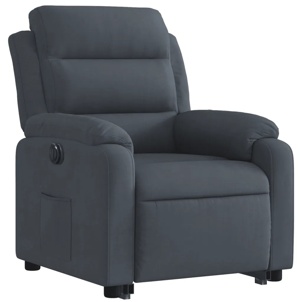 Poltrona Alzapersona Reclinabile Elettrica Grigio Scuro Velluto 3205115