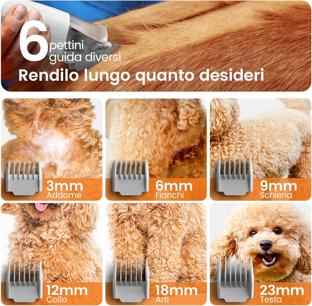 toelettatura e aspirazione a Vuoto per Animali Domestici, Tosatrice per Cani e Gatto Pelo Lungo Professionale, 7 Strumenti per la toelettatura Per la depilazione di cani e gatti (1,5L)