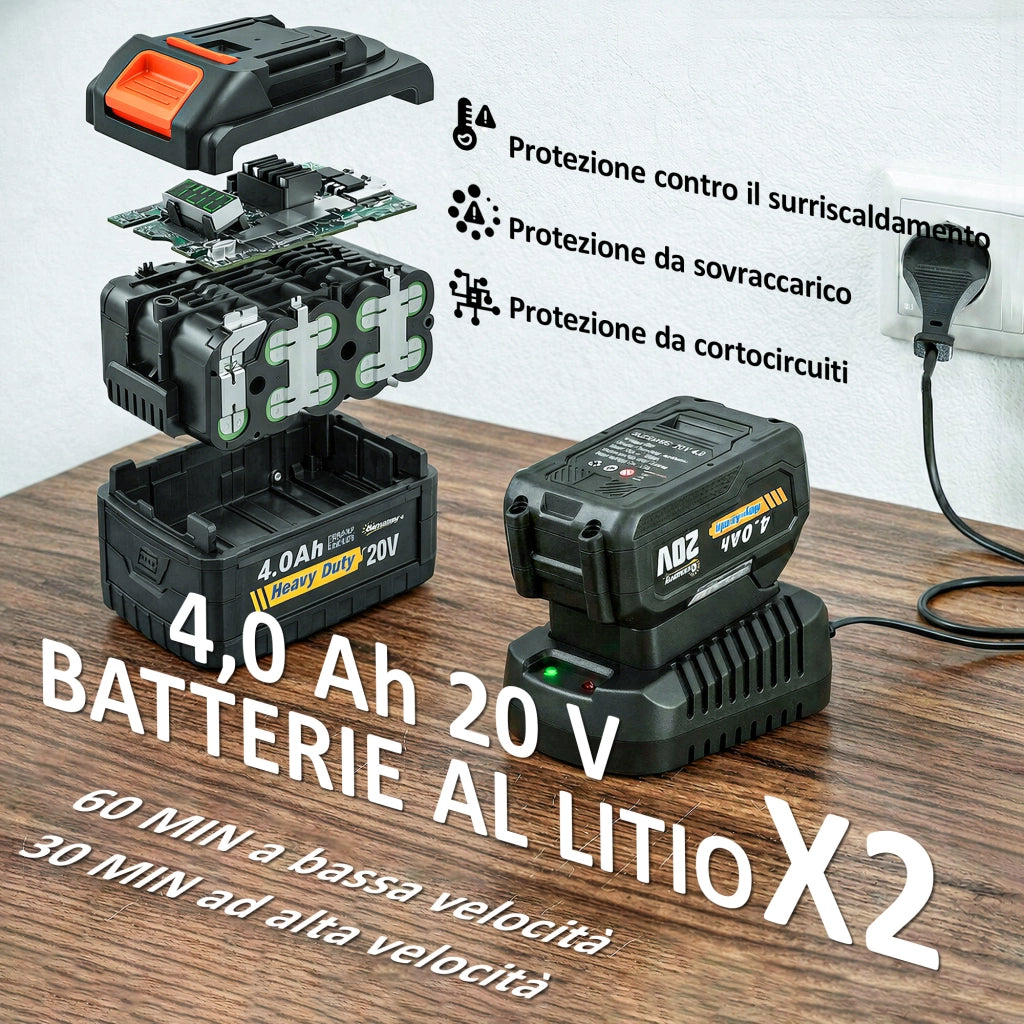 Soffiatore a Batteria 20V, Motore Brushless 900W, 3 Livelli Velocit¨¤, Turbo Boost, Caricabatterie