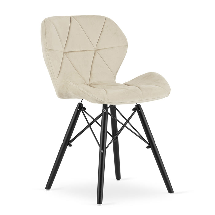 Sedia in velluto VALORA WAKO - Design moderno beige con gambe nere x 1