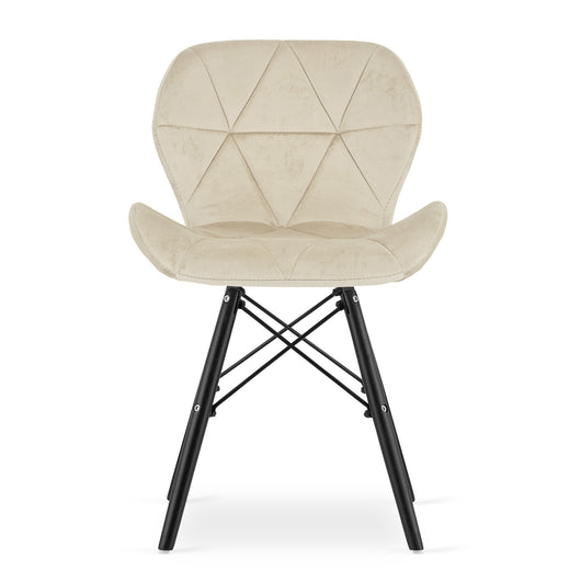 Sedia in velluto VALORA WAKO - Design moderno beige con gambe nere x 1