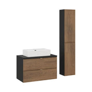 Set SAVIA: mobile sottolavabo 80cm + lavabo da appoggio + mobili contenitori