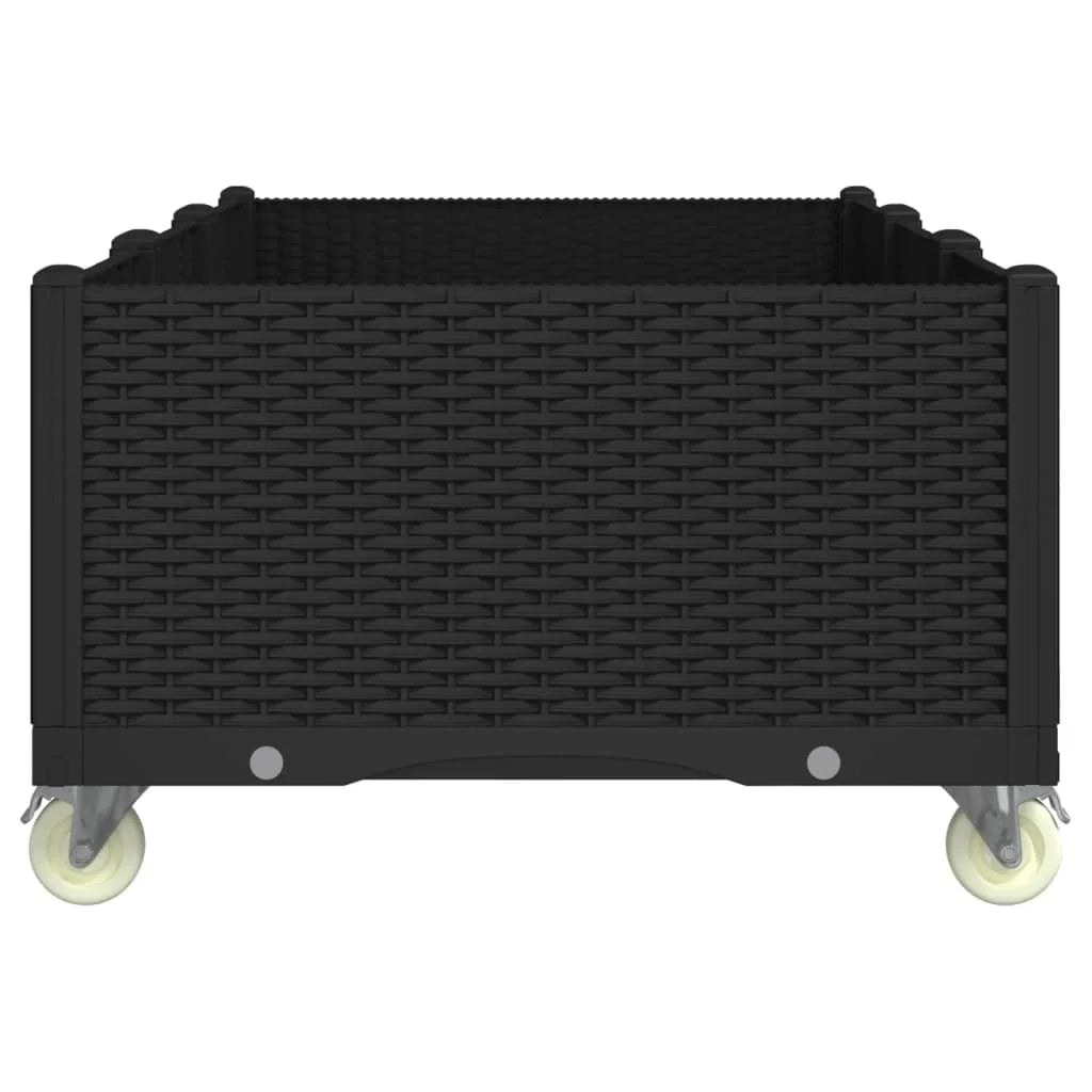 Fioriera rialzata per piante fiori patio giardino su ruote 150 x 80 x 54 cm PP nero 02_0038834