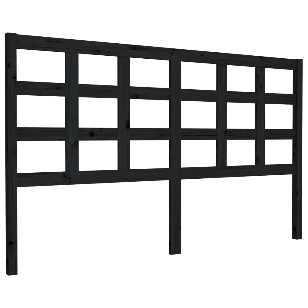 Testiera per Letto Nera 165,5x4x100cm in Legno Massello di Pino 817904
