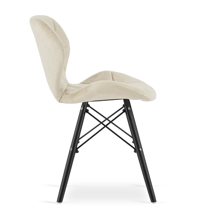 Sedia in velluto VALORA WAKO - Design moderno beige con gambe nere x 1