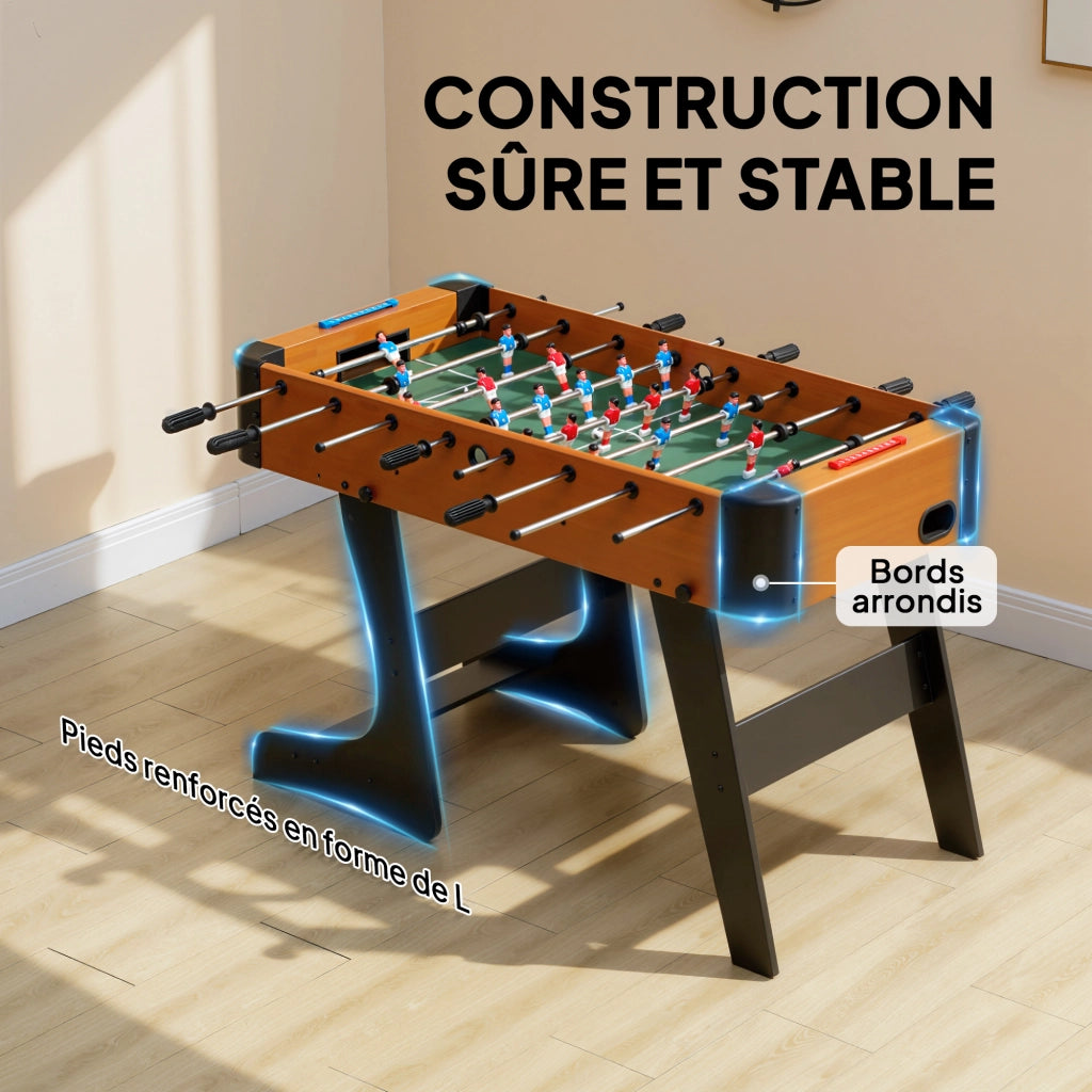 Tavolo da calcio balilla pieghevole in legno ¨C zephmum ¨C 118x107.5x78 cm, marrone
