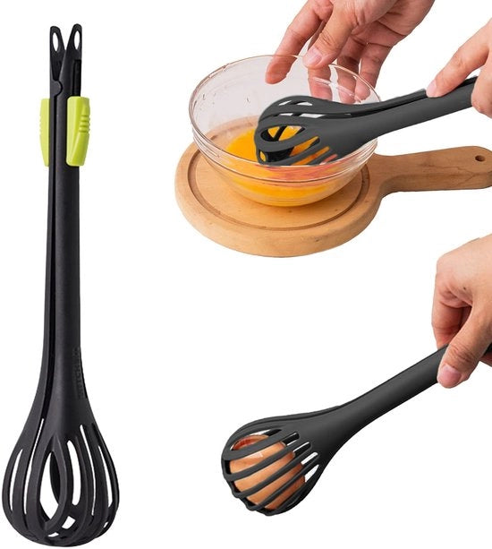 Eiernoedelkeukenbakgereedschap multifunzionale con maniglia robusta e comoda, forno a microonde per mescolare, utensile per la cottura degli spaghetti, clip per la cucina (nero)