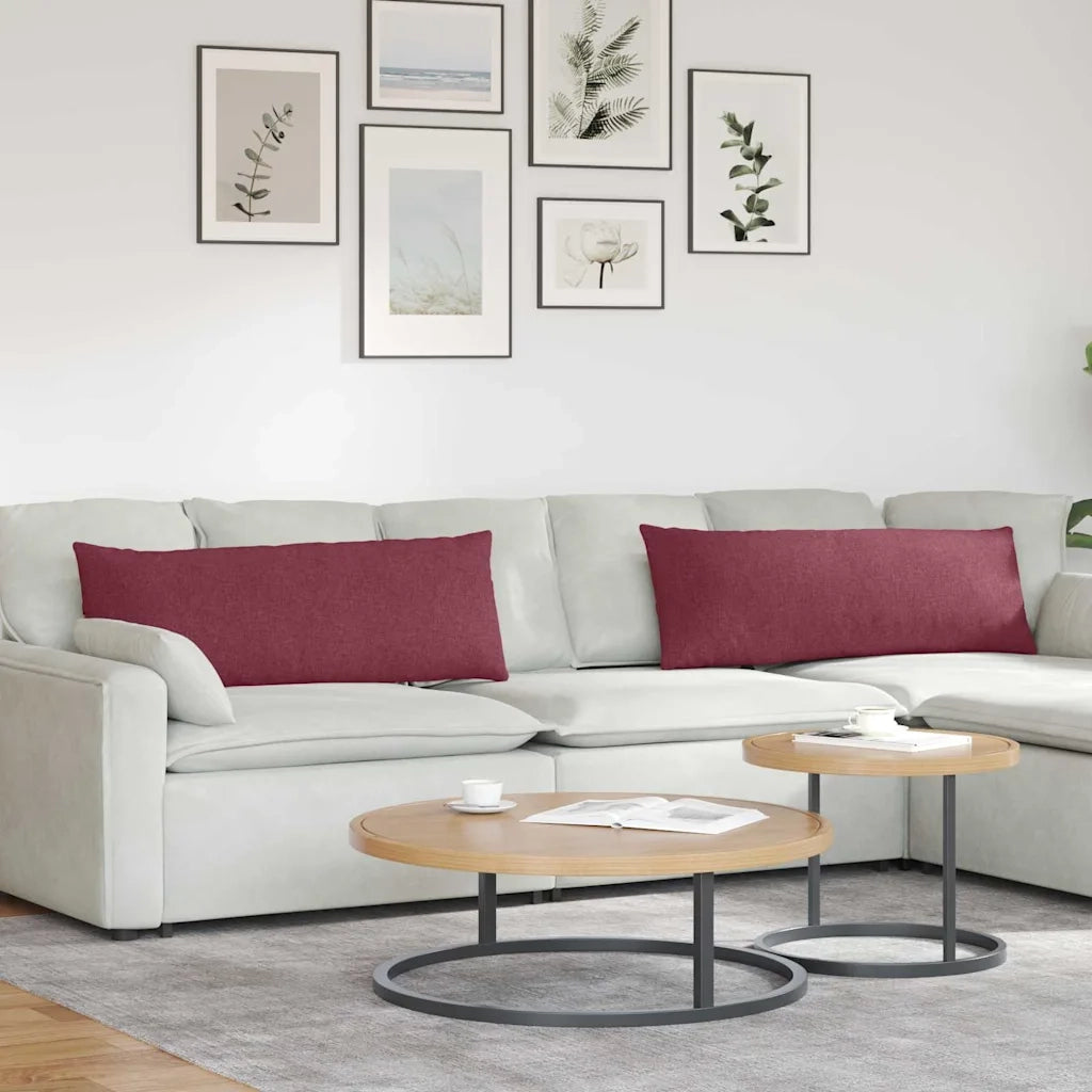 Cuscini da Divano 2 pz | Cuscini per sedie Rosso Vino 120 x 40 cm Tessuto