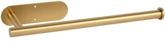Sostegno per carta igienica in acciaio inossidabile, fissaggio alla parete, senza chiodi o fori, adesivo autoattacco, sostegno per carta igienica, sostegno per carta per il bagno (oro, ovoidale, lungo).