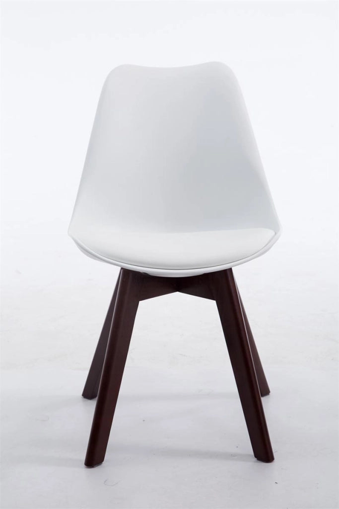 Sedia Borneo in similpelle bianco,noce