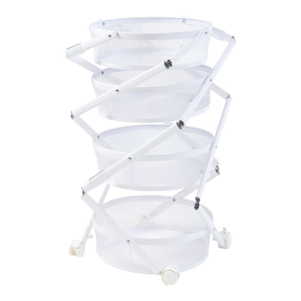 Carrello di servizio mobile contenitore per cucina/soggiorno con 4 ripiani in acciaio 123 x 38 cm bianco 03_0009258