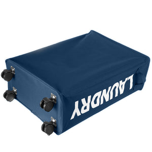 Cesto Biancheria Sporca Pieghevole in Tessuto Portabiancheria con Ruote Blu