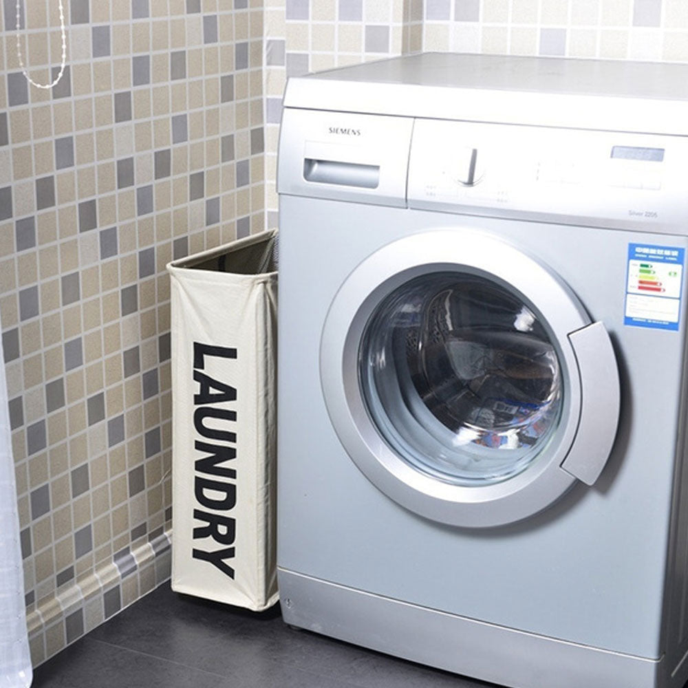 Cesto Biancheria Sporca Pieghevole in Tessuto Portabiancheria con Ruote Beige