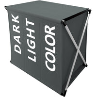 Cesto Biancheria 3 Scomparti Portabiancheria Pieghevole Metallo e Tessuto Grigio