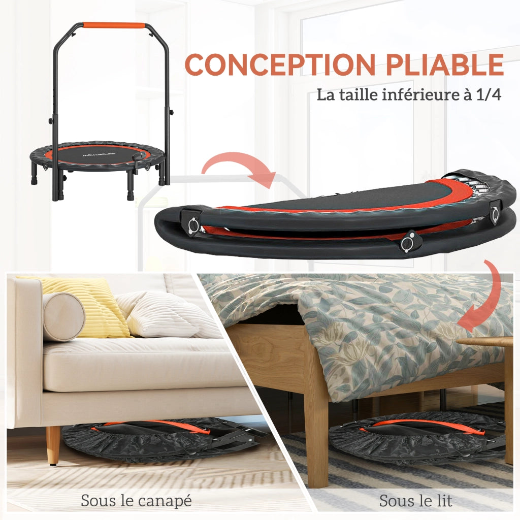 Trampolino fitness con maniglia regolabile ¨C Xylo ¨C pieghevole ? 102 cm nero rosso