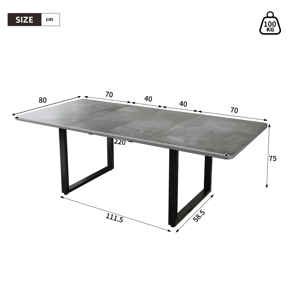 Tavolo da pranzo per 6-10 persone allungabile a 3 posizioni con guide rinforzate per sala da pranzo e cucina