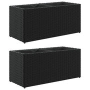 Fioriere | Cassetta per fiori | Vaso da Giardino con 2 Vasi Nere 72x30x32 cm in Polyrattan