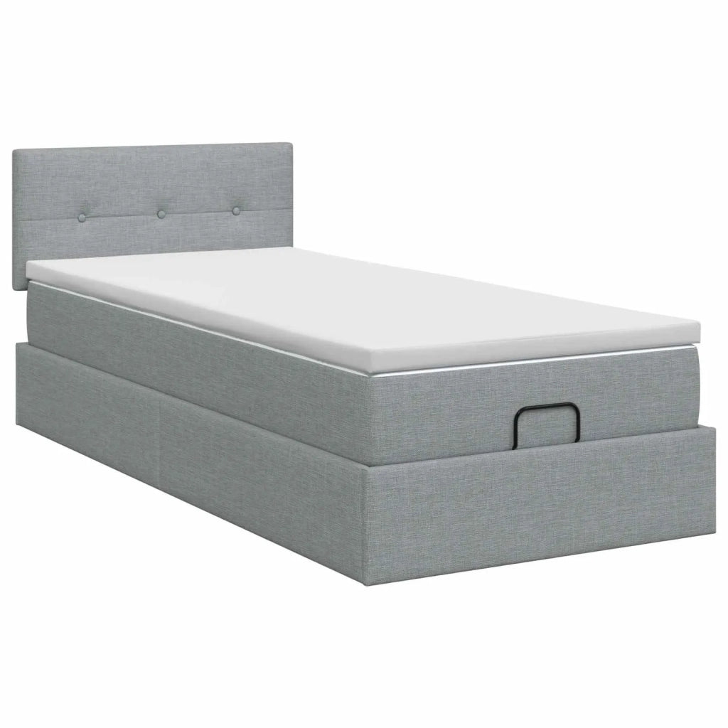 Letto ottomano con materasso Grigio Chiaro 100 x 200 cm Tessuto 3456302