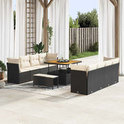 Set Divano da Giardino 11 pcs Nero e Crema polyrattan 3363415