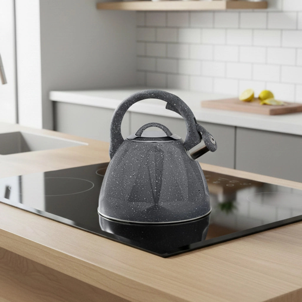 Bollitore a fischio 3L compatibile con induzione con design marmorizzato Grigio Cheffinger