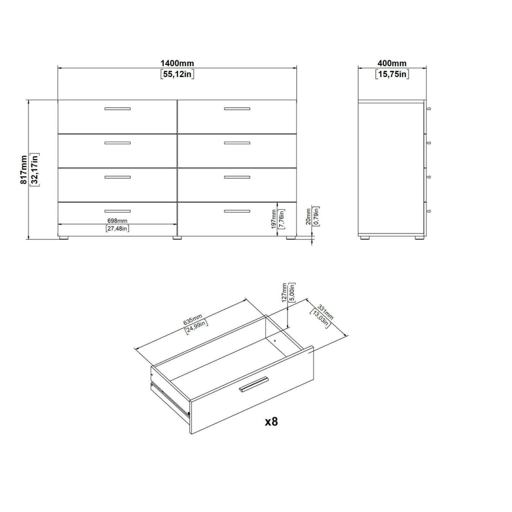 Credenza Phethai, Buffet da soggiorno, Madia da salotto, Dispensa da cucina, 140x40 h82 cm, Quercia