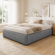 Letto imbottito 90x200 cm senza testiera; con contenitore idraulico e cassetto; grigio