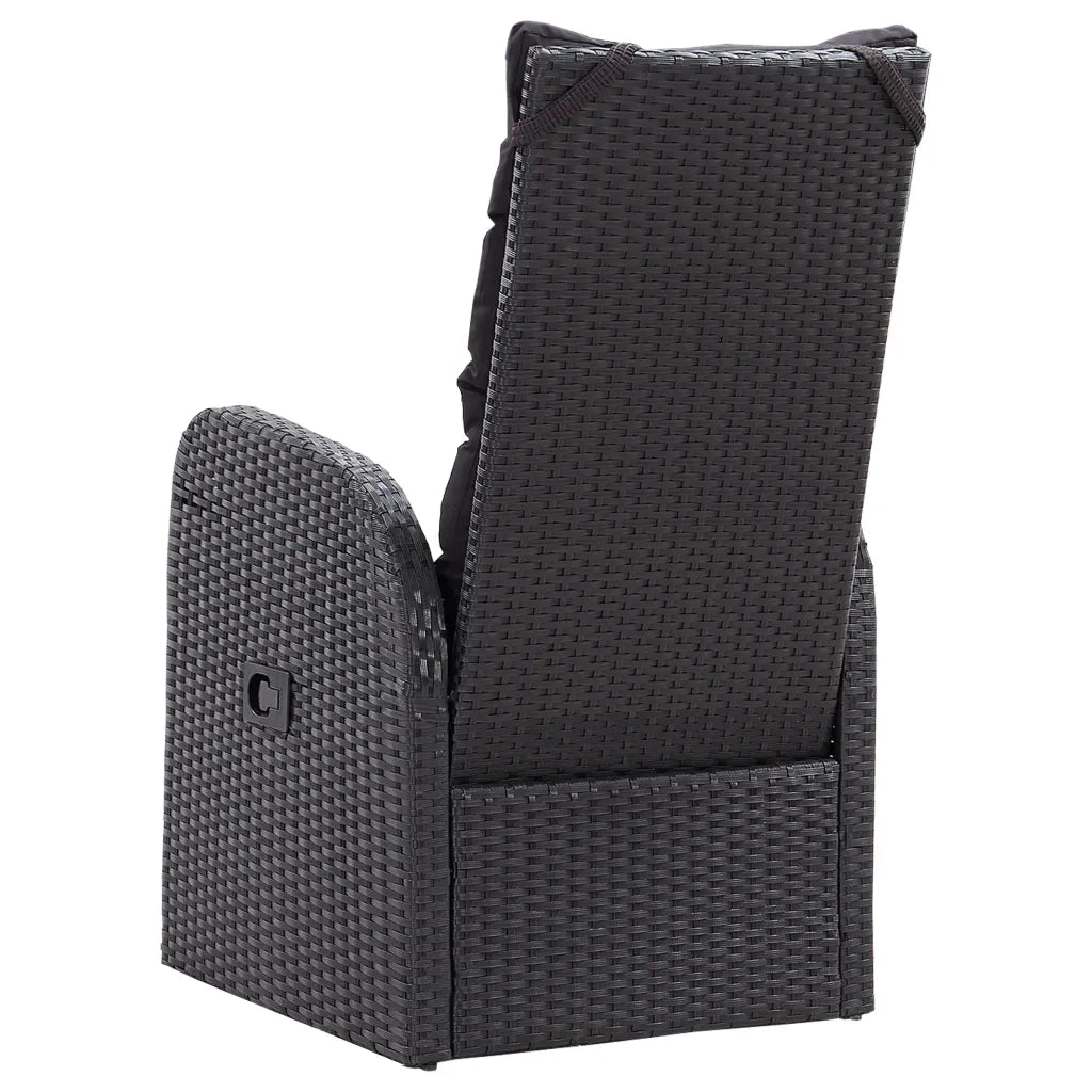 Set da Bistrot 3 pz con Cuscini in Polyrattan Nero 46067