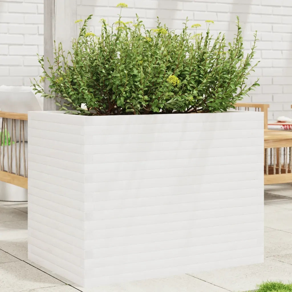 Fioriera | Cassetta per fiori | Vaso da Giardino Bianca 90x60x68,5cm Legno Massello di Pino